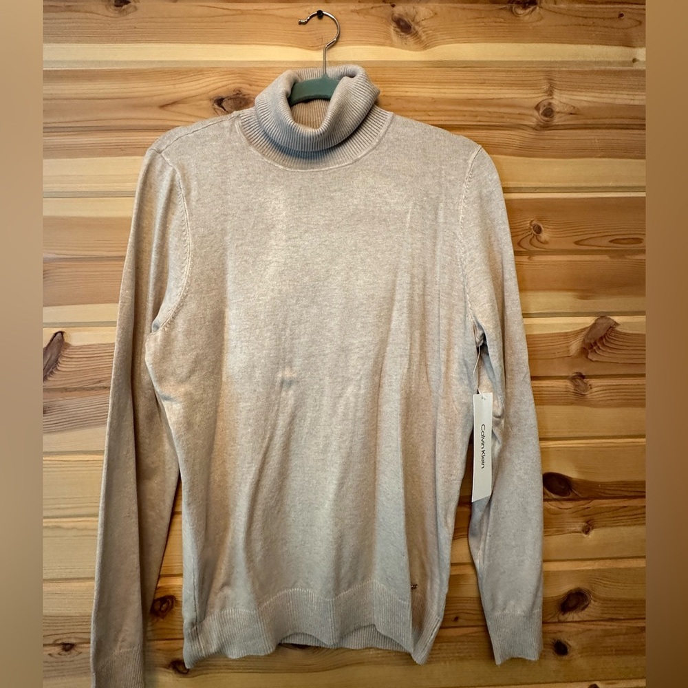 Calvin Klein camel long sleeve turtle neck.